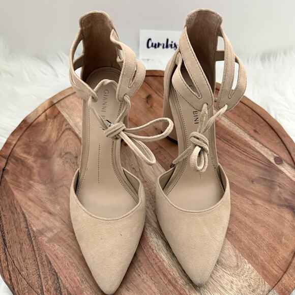 Gianni Bini Shoes Womens‎ Size 7M D'Orsay Ankle Tie Block Heel Pumps Pointed Toe - Picture 6 of 13